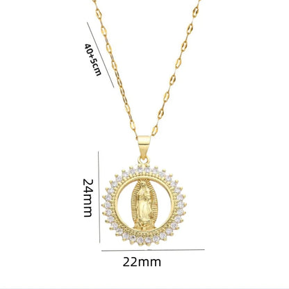 Collar de La Virgen de Guadalupe Chapado en Oro