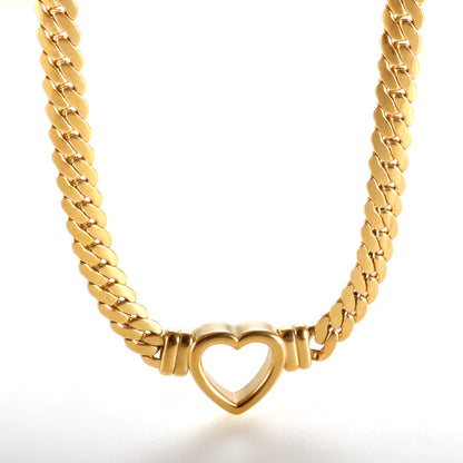Gargantilla Minimalista Con Forma de Corazón Chapada En Oro