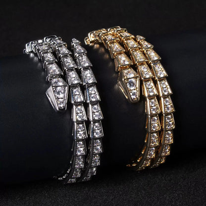 Magnífica Pulsera de Serpiente Con Incrustaciones de Piedras