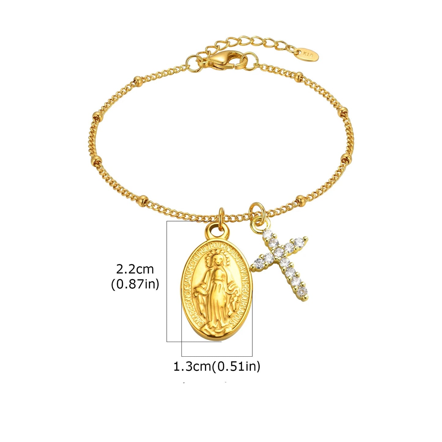 Pulsera con una medalla de la Virgen María