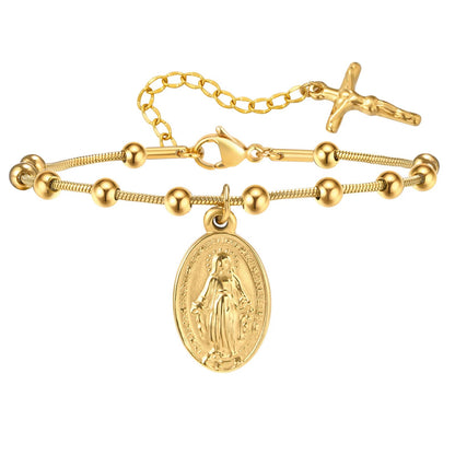 Pulsera del Rosario de la Virgen María Bañada en Oro