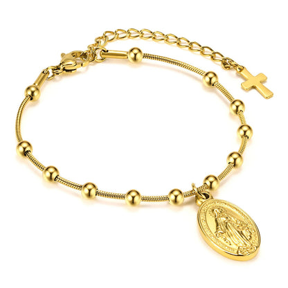 Pulsera del Rosario de la Virgen María Bañada en Oro
