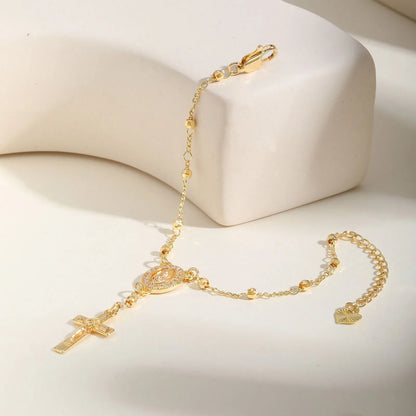 Conjunto de Collar y Pulsera de la Virgen María Chapados en Oro