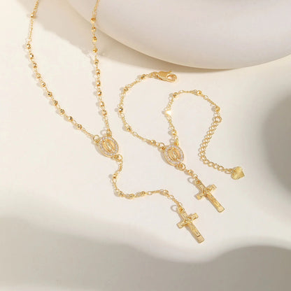 Conjunto de Collar y Pulsera de la Virgen María Chapados en Oro