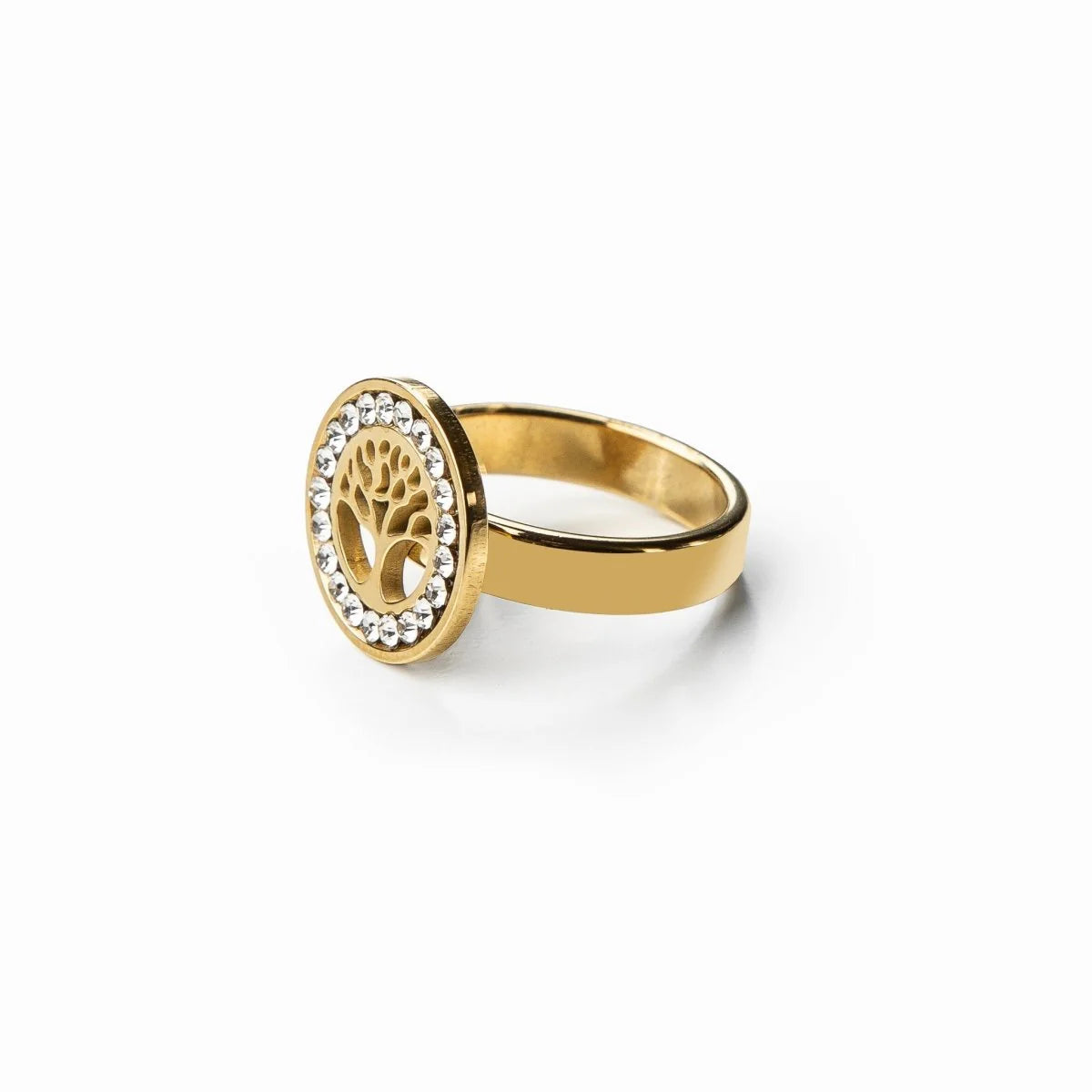 Anillo del Árbol de la Vida Chapado en Oro