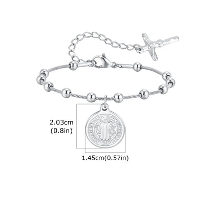 Pulsera Con Medalla de San Benito Chapada en Oro