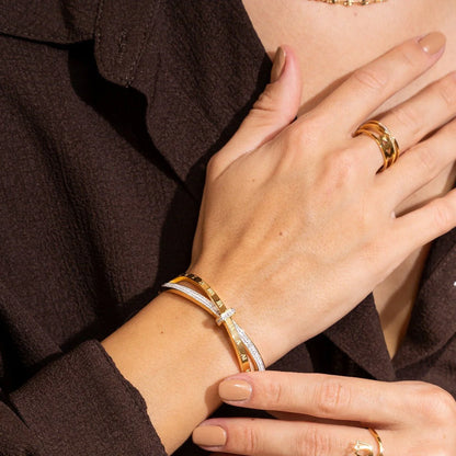 Pulsera Romana de Circonitas Chapada En Oro