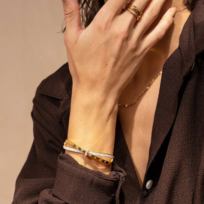 Pulsera Romana de Circonitas Chapada En Oro