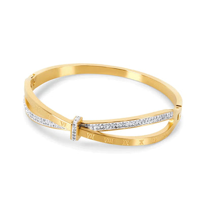 Pulsera Romana de Circonitas Chapada En Oro