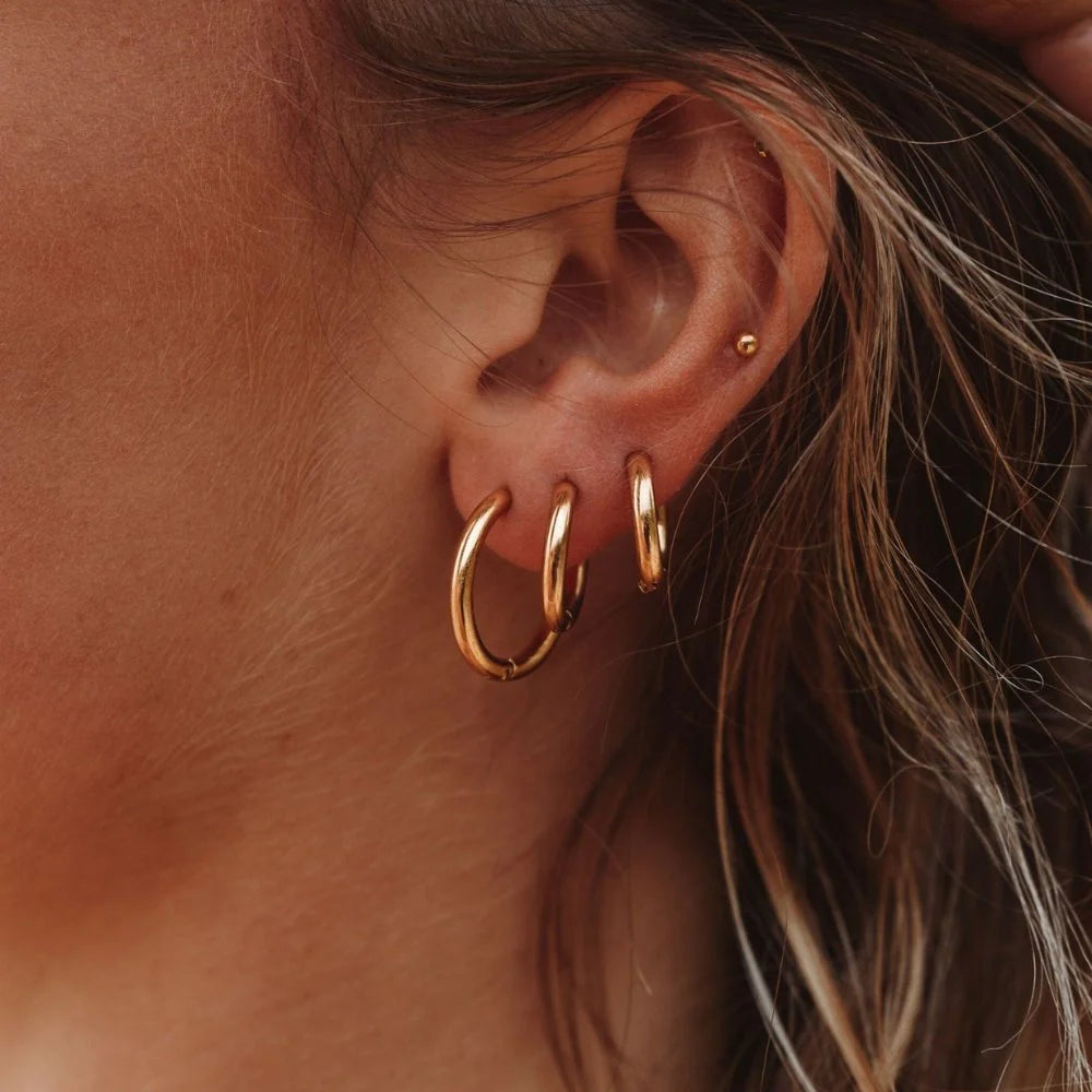 Trío de Pendientes de Aro Chapados en Oro