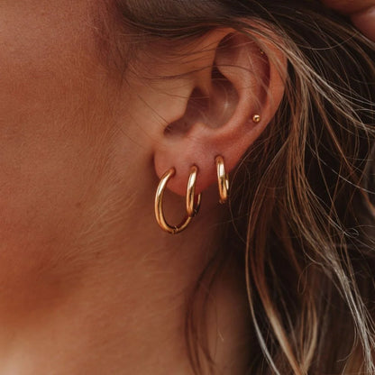 Trío de Pendientes de Aro Chapados en Oro