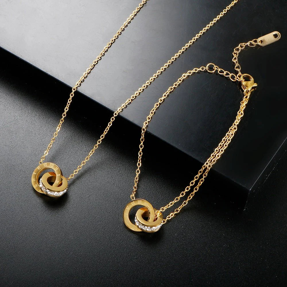 Collar Imperial Con Piedra de Circonita Chapado en Oro
