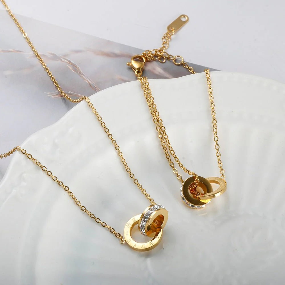 Collar Imperial Con Piedra de Circonita Chapado en Oro