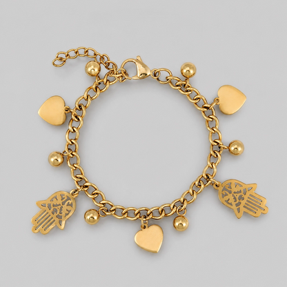 Pulsera Con Colgante de Corazón Chapado en Oro