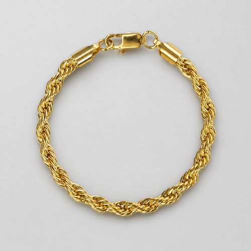 Pulsera Italiana de Cordón Chapada en Oro