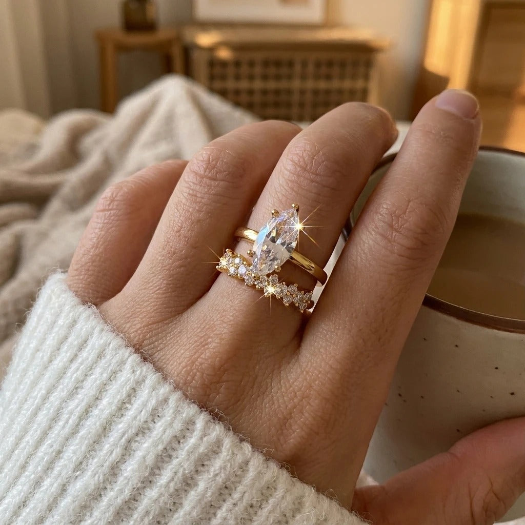 Anillo de Dubái Bañado en Oro