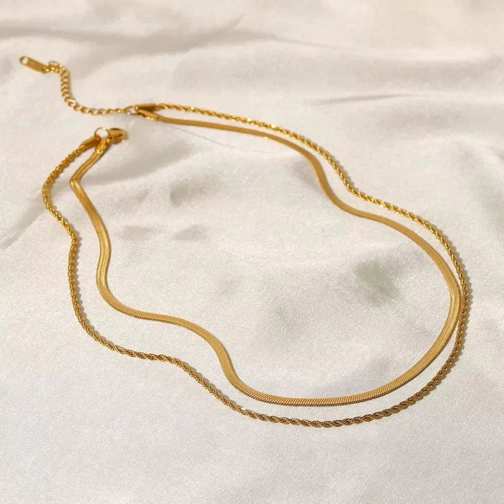 Conjunto de Collar Melina Chapado en Oro
