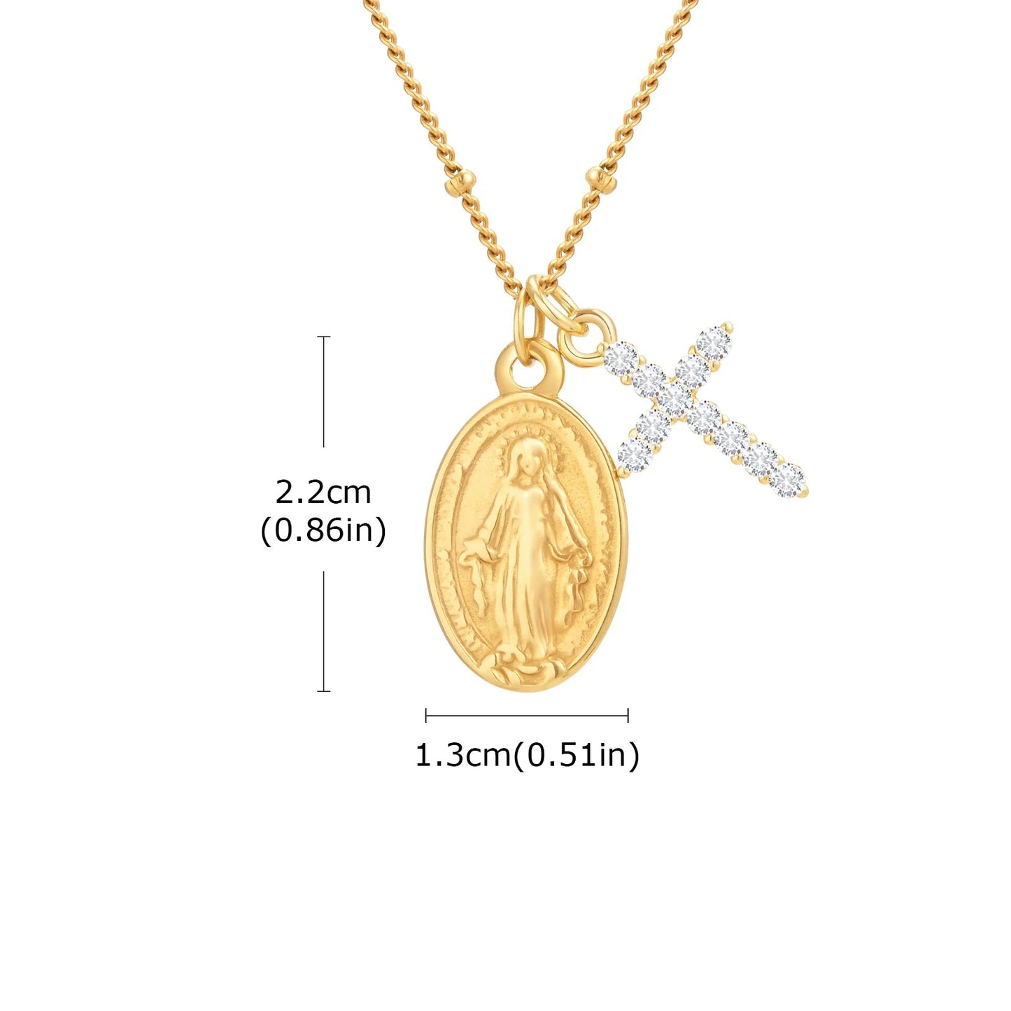 Collar Con Medalla Milagrosa y Cruz