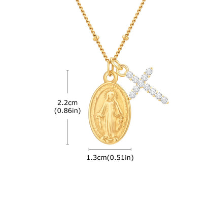 Collar Con Medalla Milagrosa y Cruz
