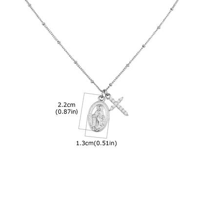 Collar Con Medalla Milagrosa y Cruz