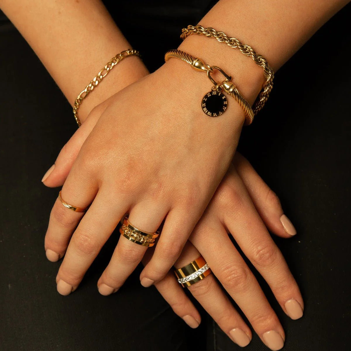Pulsera Italiana de Cordón Chapada en Oro