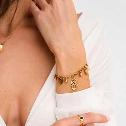 Pulsera Con Colgante de Corazón Chapado en Oro